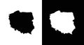 Poland Map Silhouette - Black and White Vector Illustration Royalty Free Stock Photo