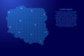 Poland map silhouette from blue mosaic structure squares and glowing stars. Vector illustration Royalty Free Stock Photo