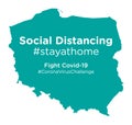 Poland map with Social Distancing stayathome tag