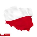 Poland map with waving flag of Poland. Royalty Free Stock Photo