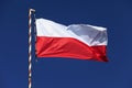 Poland, Masuria region, Wizna Ã¢â¬â 2009/05/05: Flag of Poland on Stregowa Hill Monument of the Wizna defense battle from September Royalty Free Stock Photo