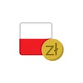 Poland money and flag flat icon