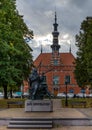 Poland . Johannes Hevelius with the Old Town Hall in Gdansk Royalty Free Stock Photo