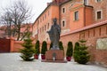 Poland. Monument to the Pope in the courtyard of the Wawel Castle in Krakow. February 21, 2018