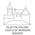 Poland, Olsztyn, Castle Of Warmian Bishops travel landmark vector illustration