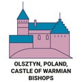 Poland, Olsztyn, Castle Of Warmian Bishops travel landmark vector illustration