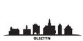 Poland, Olsztyn city skyline isolated vector illustration. Poland, Olsztyn travel black cityscape