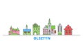 Poland, Olsztyn line cityscape, flat vector. Travel city landmark, oultine illustration, line world icons