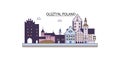 Poland, Olsztyn tourism landmarks, vector city travel illustration