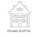 Poland, Olsztyn, travel landmark vector illustration