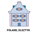 Poland, Olsztyn, travel landmark vector illustration