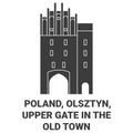 Poland, Olsztyn, Upper Gate In The Old Town travel landmark vector illustration