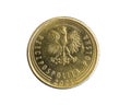 Poland one penny coin on a white isolated background Royalty Free Stock Photo