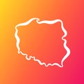 Poland - Outline Map on Gradient Background