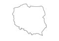 Poland outline map national borders country shape state