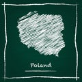 Poland outline vector map hand drawn with chalk.