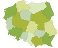 Highly detailed editable political map with separated layers. Poland.