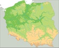 High detailed Poland physical map.