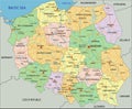 Poland - Highly detailed editable political map with labeling.