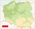 Poland Physical Map Retro Colors. No text