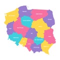 Poland political map of administrative divisions