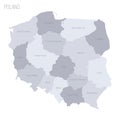 Poland political map of administrative divisions