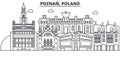 Poland, Poznan architecture line skyline illustration. Linear vector cityscape with famous landmarks, city sights