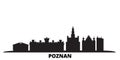 Poland, Poznan city skyline isolated vector illustration. Poland, Poznan travel black cityscape