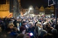 Poland, Poznan, 11.24.2017: Lights for judiciary - protest against violation the constitutional law in Poland,