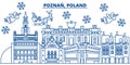 Poland, Poznan winter city skyline. Merry Christmas, Happy