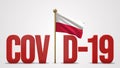 Poland realistic 3D flag and Covid-19 illustration.