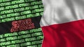 Poland Realistic Flag with Cyber Attack Titles Illustration