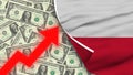 Poland Realistic Flag, Usa Dollar, Rising Zigzag Red Arrow