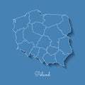 Poland region map: blue with white outline and. Royalty Free Stock Photo