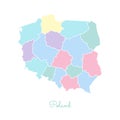 Poland region map: colorful with white outline.