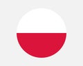 Poland Round Country Flag. Polish Circle National Flag