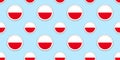 Poland, round flag seamless pattern. Polish, background. Vector circle icons. Geometric symbols. Texture for sports pages, competi