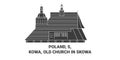 Poland, Sekowa, Old Church travel landmark vector illustration