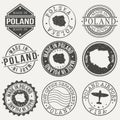 Poland Set of Stamps. Travel Stamp. Made In Product. Design Seals Old Style Insignia.