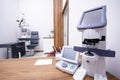 Poland, Slupsk 2022 - optometrist specialized eyesight diagnosis equipment