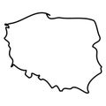 Poland - solid black outline border map of country area. Simple flat vector illustration