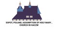 Poland, Sopot, Assumption Of Holy Mary , Church In Haczw travel landmark vector illustration