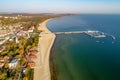 Sopot resort with pier and beach, Poland. Aerial view