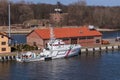 Sea rescue cruiser in the port Royalty Free Stock Photo