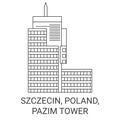 Poland, Szczecin, Pazim Tower travel landmark vector illustration