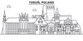 Poland, Torun architecture line skyline illustration. Linear vector cityscape with famous landmarks, city sights, design