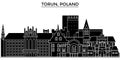 Poland, Torun architecture vector city skyline, travel cityscape with landmarks, buildings, isolated sights on