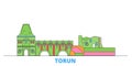 Poland, Torun City line cityscape, flat vector. Travel city landmark, oultine illustration, line world icons