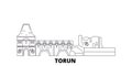 Poland, Torun City line travel skyline set. Poland, Torun City outline city vector illustration, symbol, travel sights