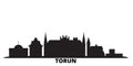 Poland, Torun city skyline isolated vector illustration. Poland, Torun travel black cityscape